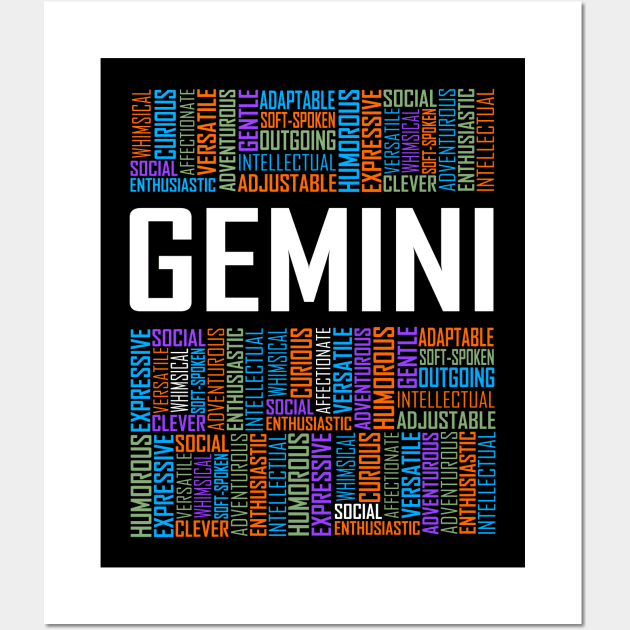 Gemini Zodiac Words Wall Art by LetsBeginDesigns